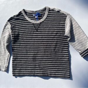 Cardigan Women's Striped Black and Gray Sweater